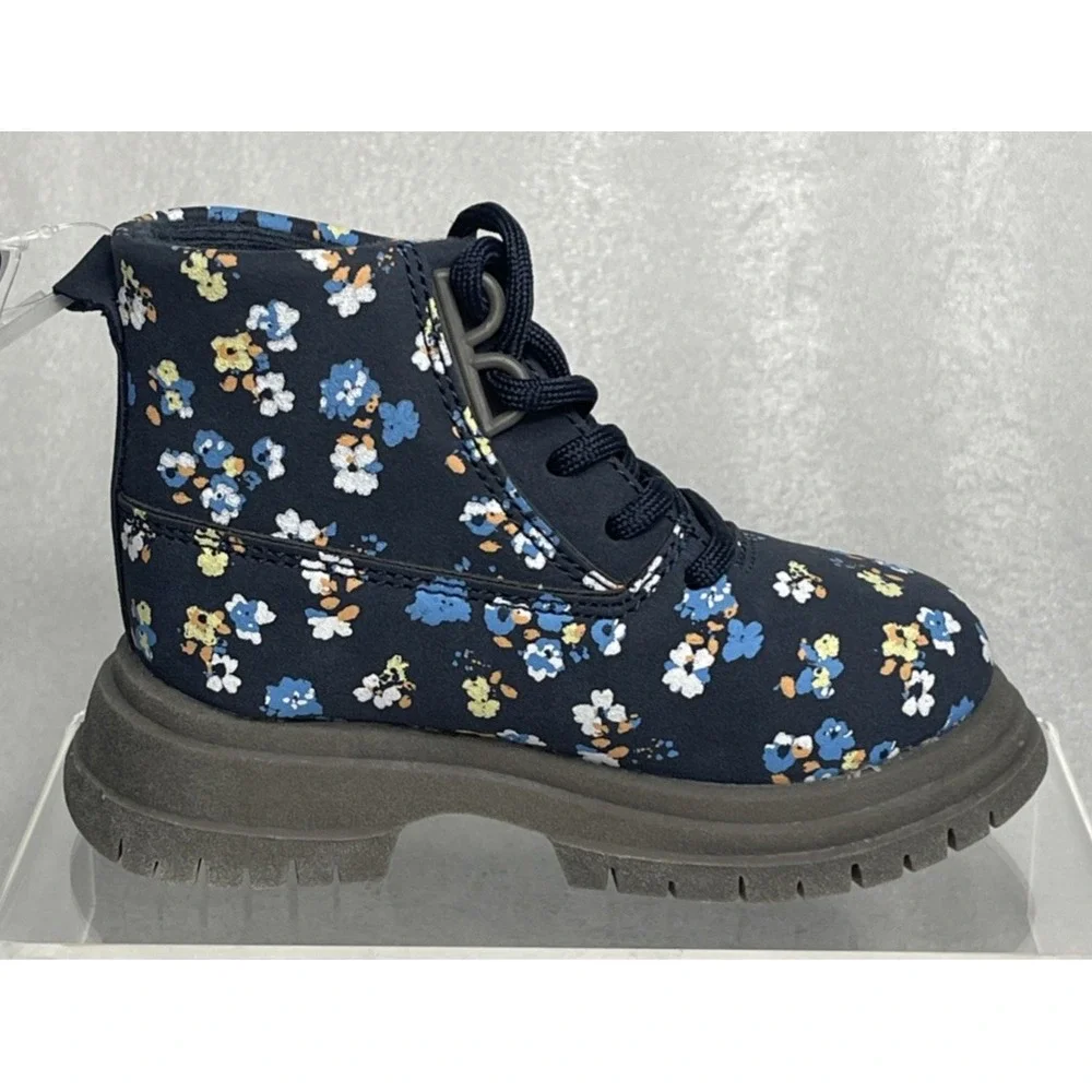 Oshkosh Floral Flower‎ Print Blue Fashion Boots Toddler Girls Size 5 NEW